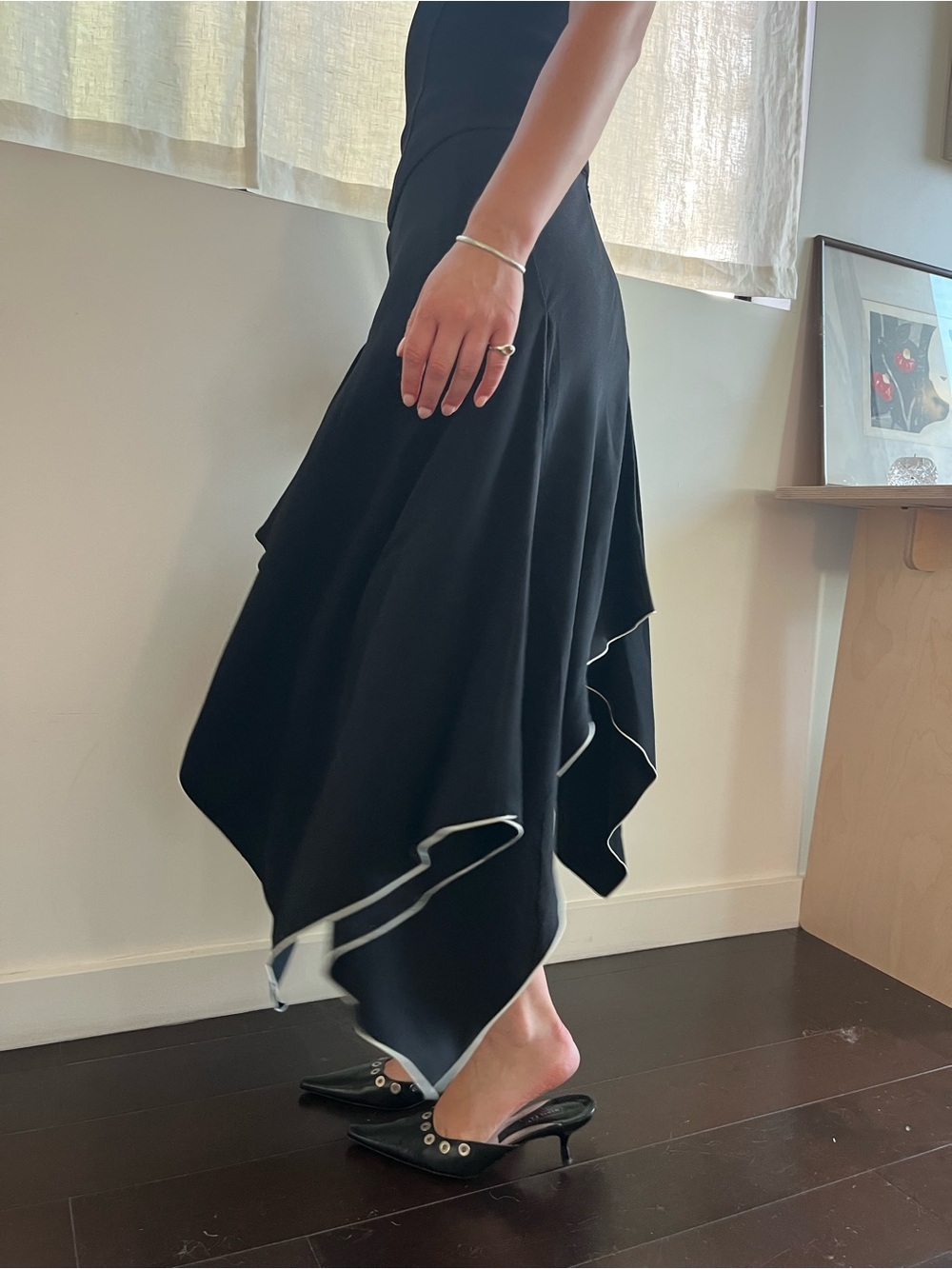 Proenza Schouler Black Asymmetric Handkerchief Hem Skirt